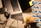 best gadgets study setup with laptop, headphones, and desk lamp